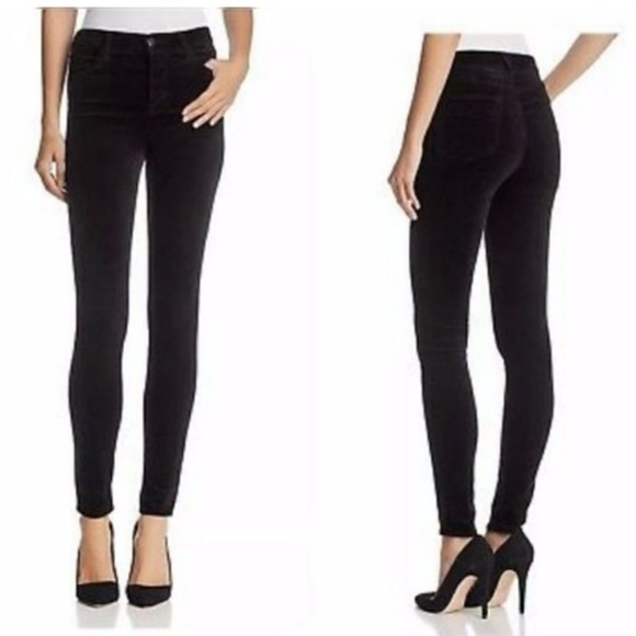 J Brand NEW Maria high-rise velvet black skinny jeans size 26 - Picture 1 of 11